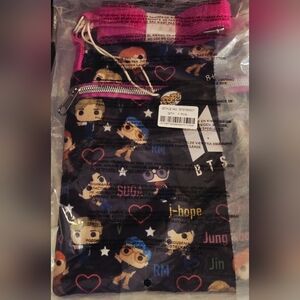NWT BTS Funko Crossbody - 7 Members Chibi Print! Pink Strap 💜